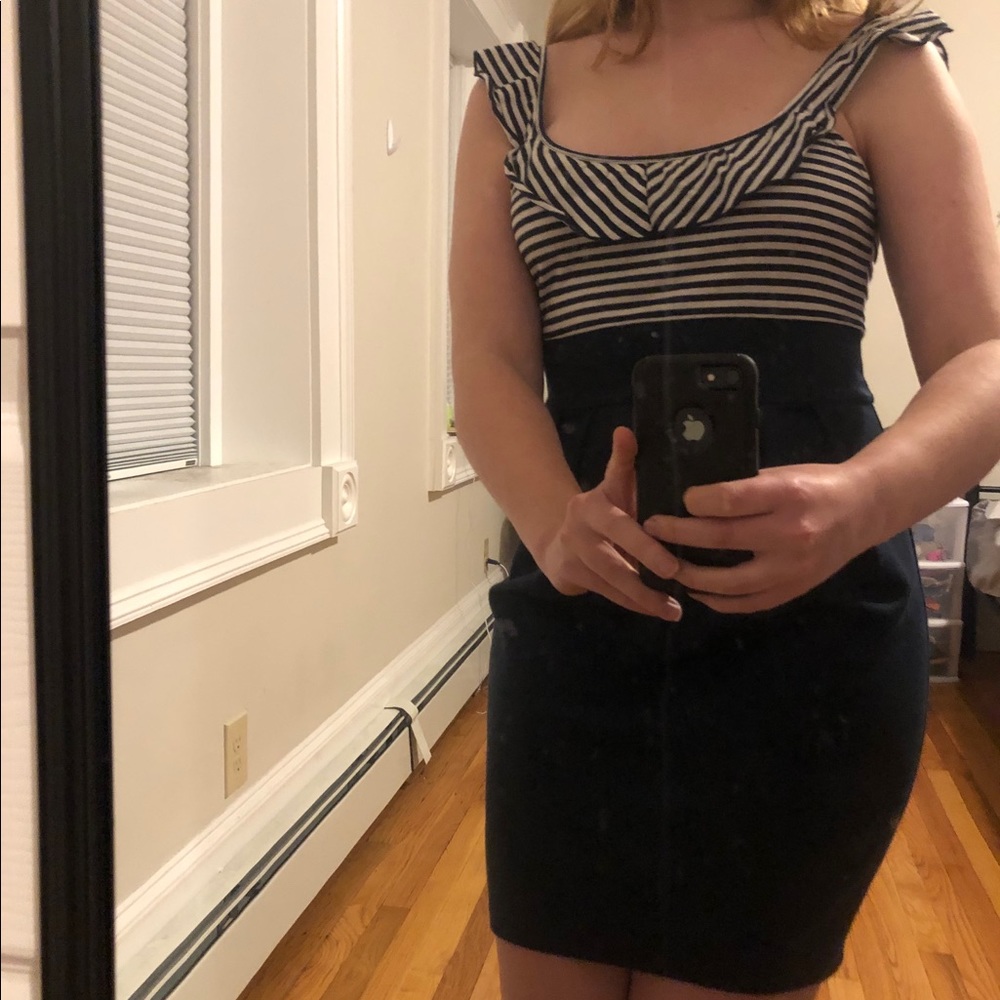 Navy and striped dress